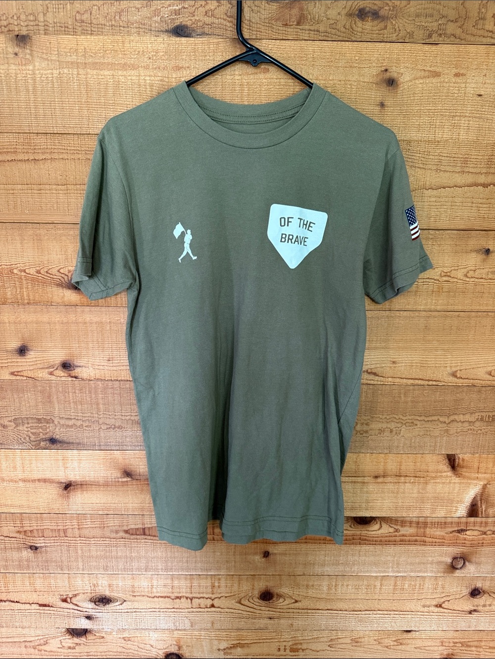 Olive Green 'Of The Brave' Short Sleeve Graphic Tee